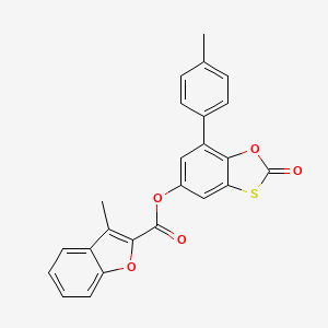 molecular formula C24H16O5S B11410343 7-(4-Methylphenyl)-2-oxo-1,3-benzoxathiol-5-yl 3-methyl-1-benzofuran-2-carboxylate 