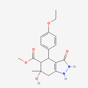 molecular formula C18H22N2O5 B11410345 methyl 4-(4-ethoxyphenyl)-3,6-dihydroxy-6-methyl-4,5,6,7-tetrahydro-1H-indazole-5-carboxylate 