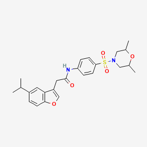 molecular formula C25H30N2O5S B11410351 N-{4-[(2,6-dimethylmorpholin-4-yl)sulfonyl]phenyl}-2-[5-(propan-2-yl)-1-benzofuran-3-yl]acetamide 