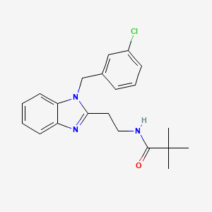 molecular formula C21H24ClN3O B11410365 N-{2-[1-(3-chlorobenzyl)-1H-benzimidazol-2-yl]ethyl}-2,2-dimethylpropanamide 