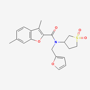 molecular formula C20H21NO5S B11410369 N-(1,1-dioxidotetrahydrothiophen-3-yl)-N-(furan-2-ylmethyl)-3,6-dimethyl-1-benzofuran-2-carboxamide 