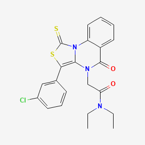 molecular formula C22H20ClN3O2S2 B11410385 2-(3-(3-chlorophenyl)-5-oxo-1-thioxo-1H-thiazolo[3,4-a]quinazolin-4(5H)-yl)-N,N-diethylacetamide 