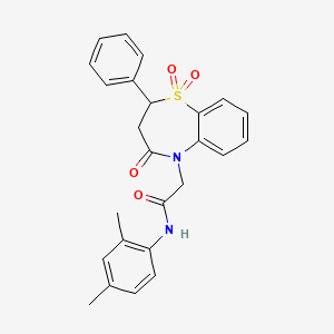 molecular formula C25H24N2O4S B11410401 N-(2,4-dimethylphenyl)-2-(1,1-dioxido-4-oxo-2-phenyl-3,4-dihydro-1,5-benzothiazepin-5(2H)-yl)acetamide 