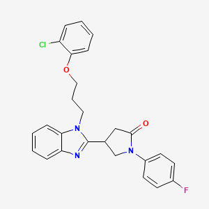 molecular formula C26H23ClFN3O2 B11410428 4-{1-[3-(2-chlorophenoxy)propyl]-1H-benzimidazol-2-yl}-1-(4-fluorophenyl)pyrrolidin-2-one 