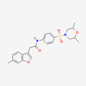 molecular formula C23H26N2O5S B11410474 N-{4-[(2,6-dimethylmorpholin-4-yl)sulfonyl]phenyl}-2-(6-methyl-1-benzofuran-3-yl)acetamide 