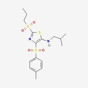 molecular formula C17H24N2O4S3 B11410508 4-[(4-methylphenyl)sulfonyl]-N-(2-methylpropyl)-2-(propylsulfonyl)-1,3-thiazol-5-amine 