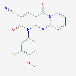 molecular formula C20H13ClN4O3 B11410511 7-(3-chloro-4-methoxyphenyl)-11-methyl-2,6-dioxo-1,7,9-triazatricyclo[8.4.0.03,8]tetradeca-3(8),4,9,11,13-pentaene-5-carbonitrile 