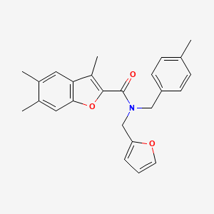 molecular formula C25H25NO3 B11410520 N-(furan-2-ylmethyl)-3,5,6-trimethyl-N-(4-methylbenzyl)-1-benzofuran-2-carboxamide 