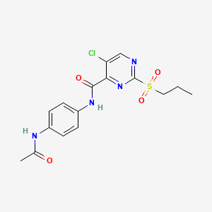 molecular formula C16H17ClN4O4S B11410536 N-[4-(acetylamino)phenyl]-5-chloro-2-(propylsulfonyl)pyrimidine-4-carboxamide 