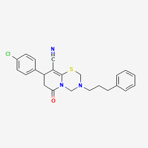 molecular formula C23H22ClN3OS B11410540 8-(4-chlorophenyl)-6-oxo-3-(3-phenylpropyl)-3,4,7,8-tetrahydro-2H,6H-pyrido[2,1-b][1,3,5]thiadiazine-9-carbonitrile 