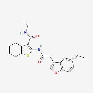 molecular formula C23H26N2O3S B11410569 N-ethyl-2-{[(5-ethyl-1-benzofuran-3-yl)acetyl]amino}-4,5,6,7-tetrahydro-1-benzothiophene-3-carboxamide 