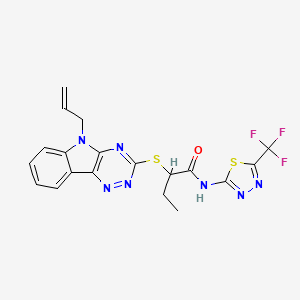 2-{[5-(prop-2-en-1-yl)-5H-[1,2,4]triazino[5,6-b]indol-3-yl]sulfanyl}-N-[5-(trifluoromethyl)-1,3,4-thiadiazol-2-yl]butanamide