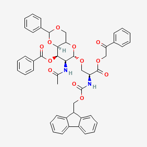 molecular formula C₄₈H₄₄N₂O₁₂ B1141059 (S)-O-[2-(乙酰氨基)-3-O-苯甲酰-2-脱氧-4,6-O-亚苄基-α-D-半乳吡喃糖基]-N-9-Fmoc-L-丝氨酸苯甲酰酯 CAS No. 171973-67-4