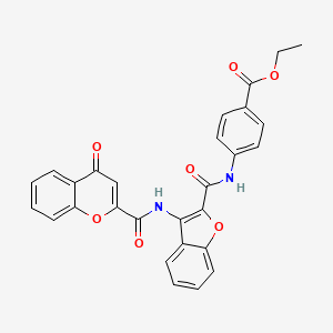 molecular formula C28H20N2O7 B11410619 ethyl 4-{[(3-{[(4-oxo-4H-chromen-2-yl)carbonyl]amino}-1-benzofuran-2-yl)carbonyl]amino}benzoate 