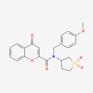 molecular formula C22H21NO6S B11410629 N-(1,1-dioxidotetrahydrothiophen-3-yl)-N-(4-methoxybenzyl)-4-oxo-4H-chromene-2-carboxamide 