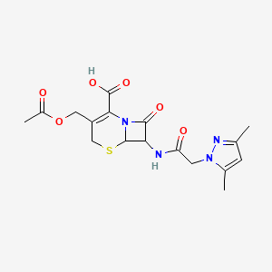 molecular formula C17H20N4O6S B11410643 3-[(acetyloxy)methyl]-7-{[(3,5-dimethyl-1H-pyrazol-1-yl)acetyl]amino}-8-oxo-5-thia-1-azabicyclo[4.2.0]oct-2-ene-2-carboxylic acid 