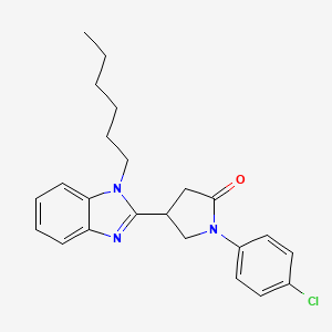 molecular formula C23H26ClN3O B11410654 1-(4-chlorophenyl)-4-(1-hexyl-1H-benzimidazol-2-yl)pyrrolidin-2-one 