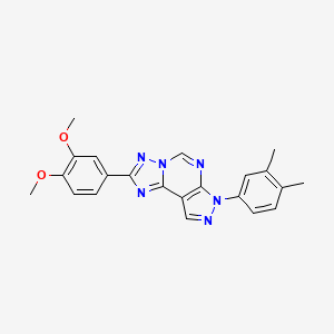 molecular formula C22H20N6O2 B11410667 2-(3,4-dimethoxyphenyl)-7-(3,4-dimethylphenyl)-7H-pyrazolo[4,3-e][1,2,4]triazolo[1,5-c]pyrimidine 