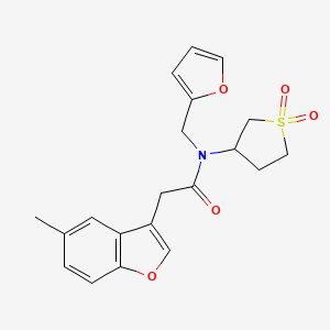 N-(1,1-dioxidotetrahydrothiophen-3-yl)-N-(furan-2-ylmethyl)-2-(5-methyl-1-benzofuran-3-yl)acetamide