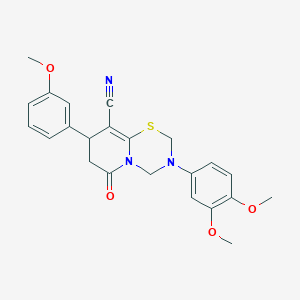 3-(3,4-dimethoxyphenyl)-8-(3-methoxyphenyl)-6-oxo-3,4,7,8-tetrahydro-2H,6H-pyrido[2,1-b][1,3,5]thiadiazine-9-carbonitrile