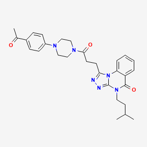 molecular formula C29H34N6O3 B11410704 1-{3-[4-(4-acetylphenyl)piperazin-1-yl]-3-oxopropyl}-4-(3-methylbutyl)-4H,5H-[1,2,4]triazolo[4,3-a]quinazolin-5-one 