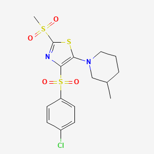 molecular formula C16H19ClN2O4S3 B11410718 1-{4-[(4-Chlorophenyl)sulfonyl]-2-(methylsulfonyl)-1,3-thiazol-5-yl}-3-methylpiperidine 