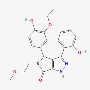 molecular formula C22H23N3O5 B11410742 4-(3-ethoxy-4-hydroxyphenyl)-3-(2-hydroxyphenyl)-5-(2-methoxyethyl)-4,5-dihydropyrrolo[3,4-c]pyrazol-6(1H)-one 