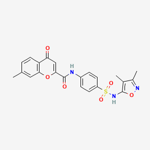 molecular formula C22H19N3O6S B11410754 N-{4-[(3,4-dimethyl-1,2-oxazol-5-yl)sulfamoyl]phenyl}-7-methyl-4-oxo-4H-chromene-2-carboxamide 