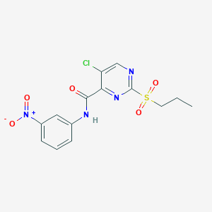 molecular formula C14H13ClN4O5S B11410760 5-chloro-N-(3-nitrophenyl)-2-(propylsulfonyl)pyrimidine-4-carboxamide 