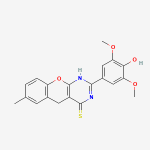 2-(4-hydroxy-3,5-dimethoxyphenyl)-7-methyl-3H,4H,5H-chromeno[2,3-d]pyrimidine-4-thione