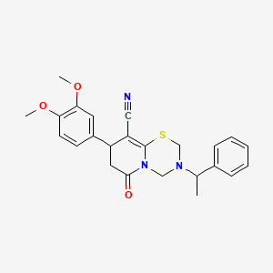 molecular formula C24H25N3O3S B11410782 8-(3,4-dimethoxyphenyl)-6-oxo-3-(1-phenylethyl)-3,4,7,8-tetrahydro-2H,6H-pyrido[2,1-b][1,3,5]thiadiazine-9-carbonitrile 