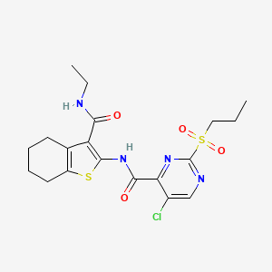 molecular formula C19H23ClN4O4S2 B11410799 5-chloro-N-[3-(ethylcarbamoyl)-4,5,6,7-tetrahydro-1-benzothiophen-2-yl]-2-(propylsulfonyl)pyrimidine-4-carboxamide 