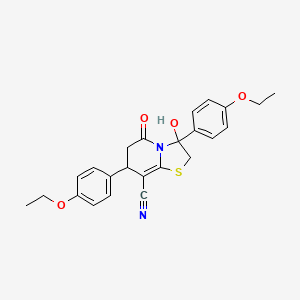 molecular formula C24H24N2O4S B11410809 3,7-bis(4-ethoxyphenyl)-3-hydroxy-5-oxo-2,3,6,7-tetrahydro-5H-[1,3]thiazolo[3,2-a]pyridine-8-carbonitrile 