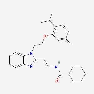 molecular formula C28H37N3O2 B11410831 N-[2-(1-{2-[5-methyl-2-(propan-2-yl)phenoxy]ethyl}-1H-benzimidazol-2-yl)ethyl]cyclohexanecarboxamide 