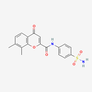 molecular formula C18H16N2O5S B11410844 7,8-dimethyl-4-oxo-N-(4-sulfamoylphenyl)-4H-chromene-2-carboxamide 