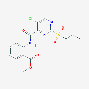 molecular formula C16H16ClN3O5S B11410852 Methyl 2-({[5-chloro-2-(propylsulfonyl)pyrimidin-4-yl]carbonyl}amino)benzoate 