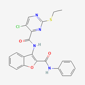 molecular formula C22H17ClN4O3S B11410871 5-chloro-2-(ethylsulfanyl)-N-[2-(phenylcarbamoyl)-1-benzofuran-3-yl]pyrimidine-4-carboxamide 