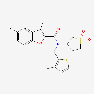 molecular formula C22H25NO4S2 B11410883 N-(1,1-dioxidotetrahydrothiophen-3-yl)-3,5,7-trimethyl-N-[(3-methylthiophen-2-yl)methyl]-1-benzofuran-2-carboxamide 