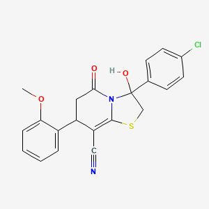 3-(4-chlorophenyl)-3-hydroxy-7-(2-methoxyphenyl)-5-oxo-2,3,6,7-tetrahydro-5H-[1,3]thiazolo[3,2-a]pyridine-8-carbonitrile