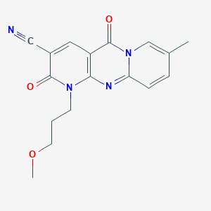 7-(3-methoxypropyl)-13-methyl-2,6-dioxo-1,7,9-triazatricyclo[8.4.0.03,8]tetradeca-3(8),4,9,11,13-pentaene-5-carbonitrile