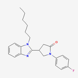 1-(4-fluorophenyl)-4-(1-hexyl-1H-benzimidazol-2-yl)pyrrolidin-2-one