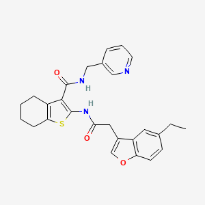 molecular formula C27H27N3O3S B11410951 2-{[(5-ethyl-1-benzofuran-3-yl)acetyl]amino}-N-(pyridin-3-ylmethyl)-4,5,6,7-tetrahydro-1-benzothiophene-3-carboxamide 