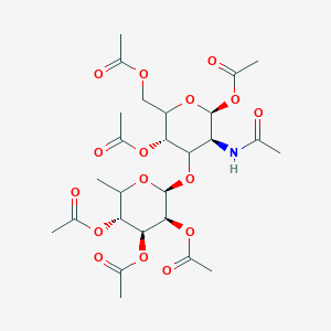 molecular formula C₂₆H₃₇NO₁₆ B1141098 2-Acetamido-2-deoxy-3-O-(alpha-L-fucopyranosyl)-D-glucopyranose Pentaacetate CAS No. 309263-13-6