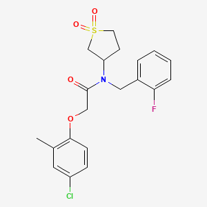 molecular formula C20H21ClFNO4S B11411004 2-(4-chloro-2-methylphenoxy)-N-(1,1-dioxidotetrahydrothiophen-3-yl)-N-(2-fluorobenzyl)acetamide 