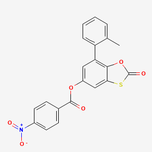 molecular formula C21H13NO6S B11411027 7-(2-Methylphenyl)-2-oxo-1,3-benzoxathiol-5-yl 4-nitrobenzoate 