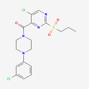 molecular formula C18H20Cl2N4O3S B11411038 [4-(3-Chlorophenyl)piperazin-1-yl][5-chloro-2-(propylsulfonyl)pyrimidin-4-yl]methanone 