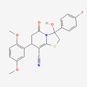 7-(2,5-dimethoxyphenyl)-3-(4-fluorophenyl)-3-hydroxy-5-oxo-2,3,6,7-tetrahydro-5H-[1,3]thiazolo[3,2-a]pyridine-8-carbonitrile