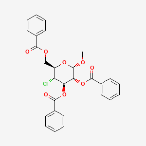molecular formula C₂₈H₂₅ClO₈ B1141114 Methyl 2,3,6-tri-O-benzoyl-4-deoxy-4-chloro-alpha-D-glucopyranoside CAS No. 41881-07-6