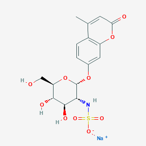 molecular formula C₁₆H₁₈NNaO₁₀S B1141122 4-甲基伞形花素基 2-脱氧-2-氨磺酸-α-D-吡喃葡萄糖苷钠盐 CAS No. 460085-45-4