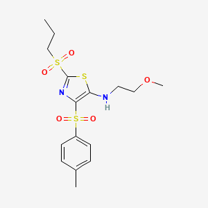 N-(2-methoxyethyl)-4-[(4-methylphenyl)sulfonyl]-2-(propylsulfonyl)-1,3-thiazol-5-amine